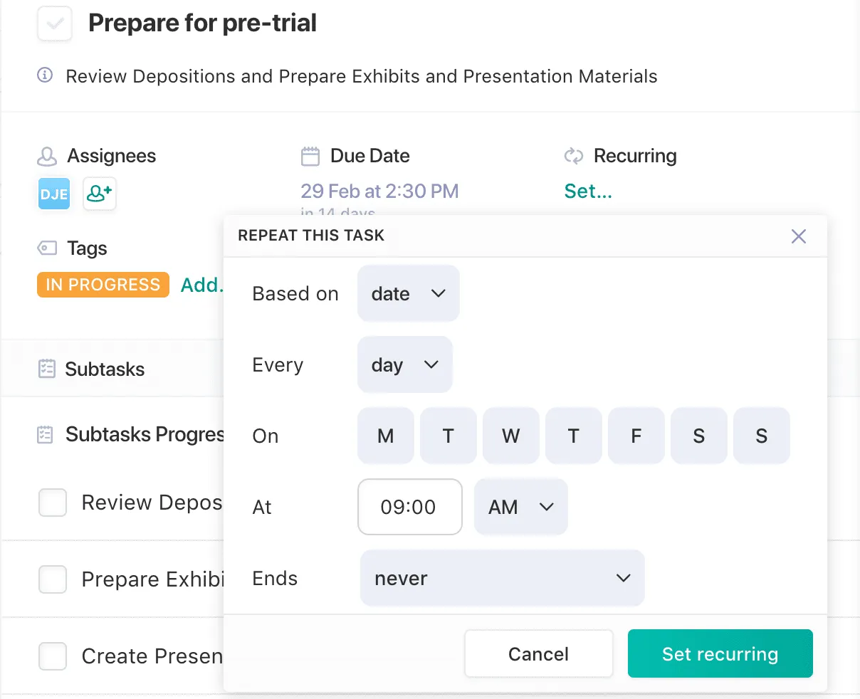 Streamline recurring work