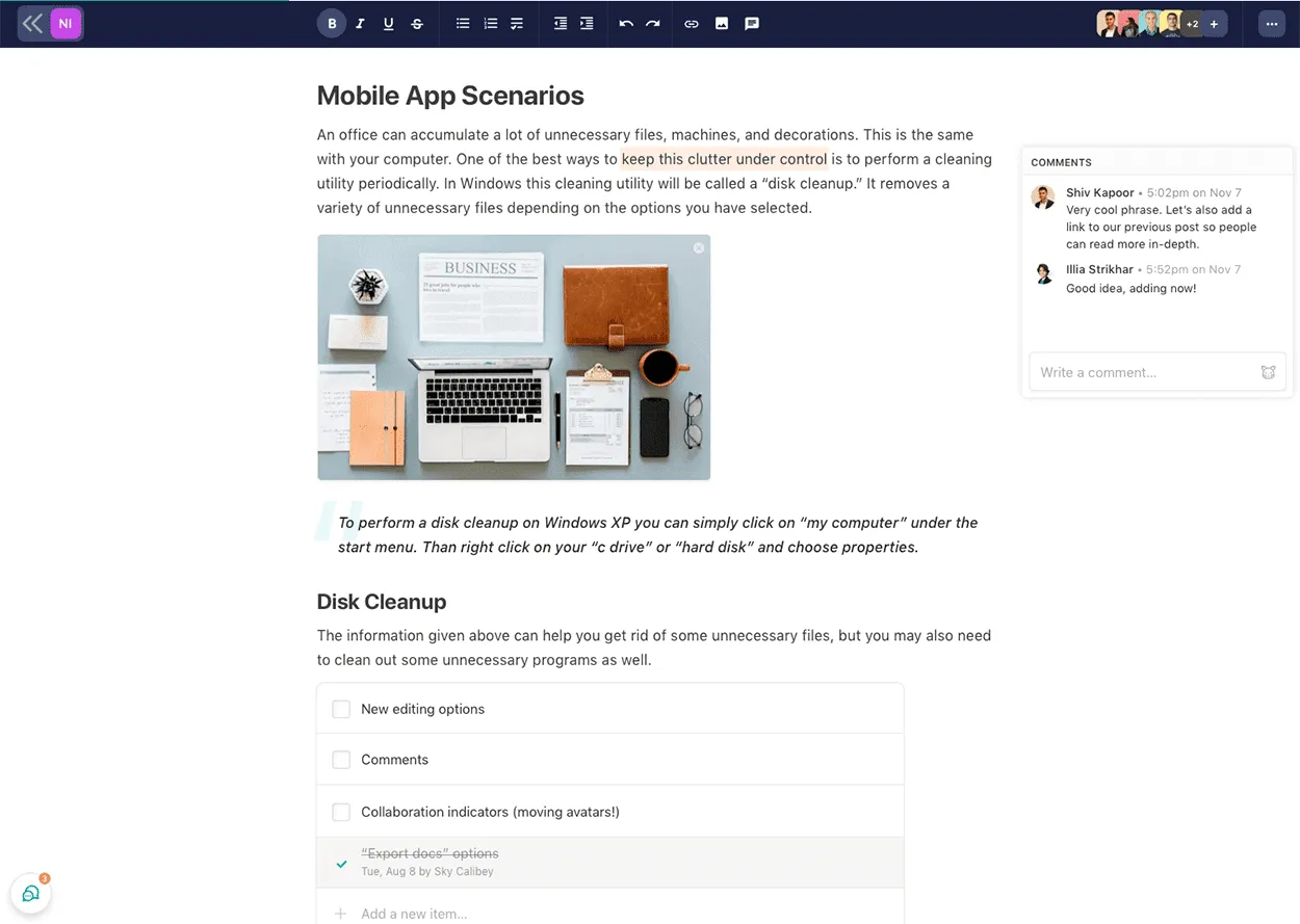 Screenshot illustrating Built-in Documents
