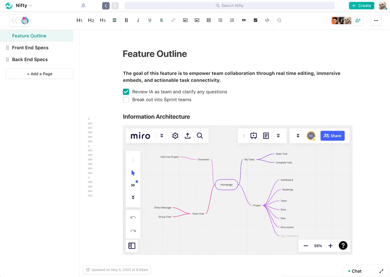 Screenshot illustrating Collaborative Docs 